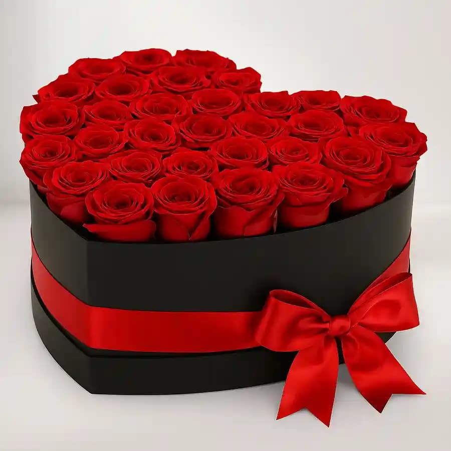 Wonderful Heart Shaped Box of Red Roses