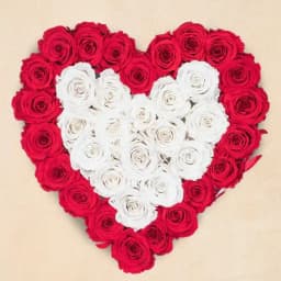 Fantastic Heart Shaped Arrangement of Red n White Roses 1