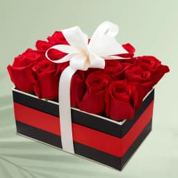 Mesmerizing Red Roses Box Tied with White Ribbon 1