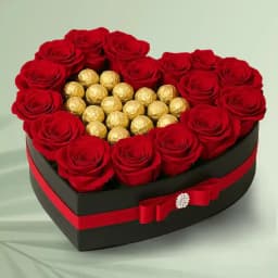 Exclusive Love Box of Red Roses n Ferrero Rocher 1