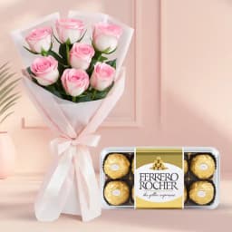 Exquisite Pink Roses n Ferrero Rocher Bouquet 1