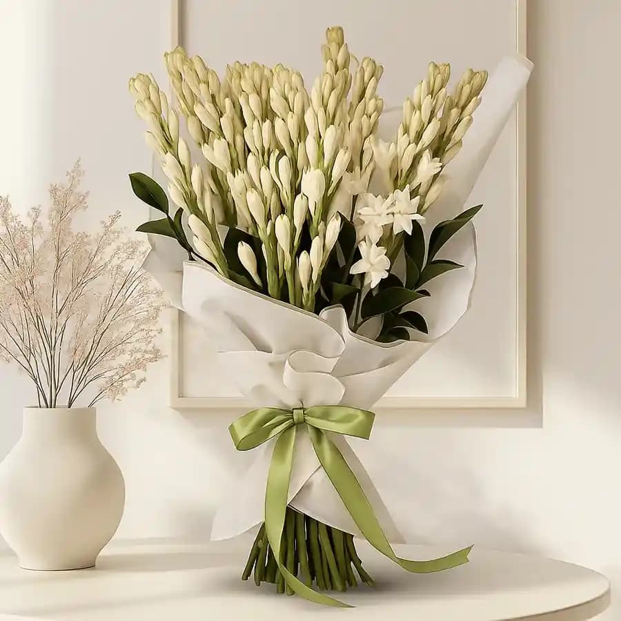 Aromatic Tissue Wrapped Rajnigandha Hand Bouquet