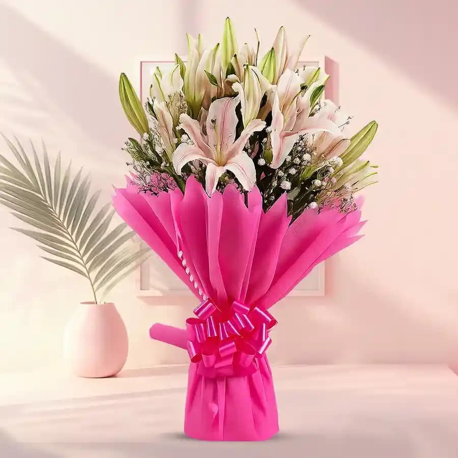 Lovely Bouquet of Lilies and Gladiolus