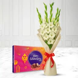 Captivating Gladiolus Bouquet with Cadbury Celebration Pack 1