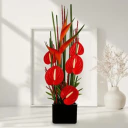 Exclusive Arrangement of Red Anthurium with BOP in Black Box 1