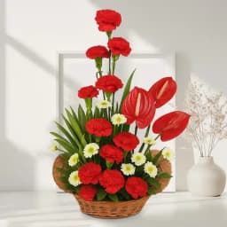 Lovely Arrangement of Red Carnations n Anthurium 1
