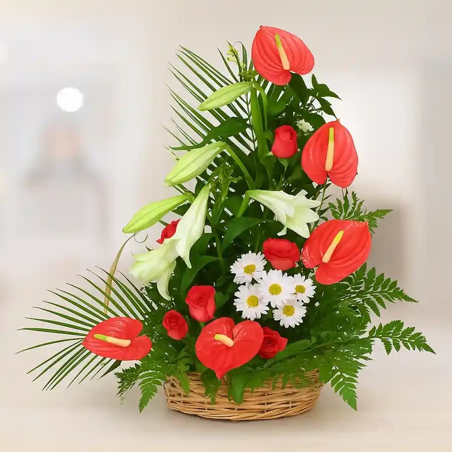 Marvelous Arrangement of White N Red Flowers