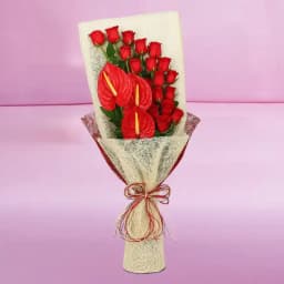 Exotic Bouquet of Red Roses n Anthurium 1