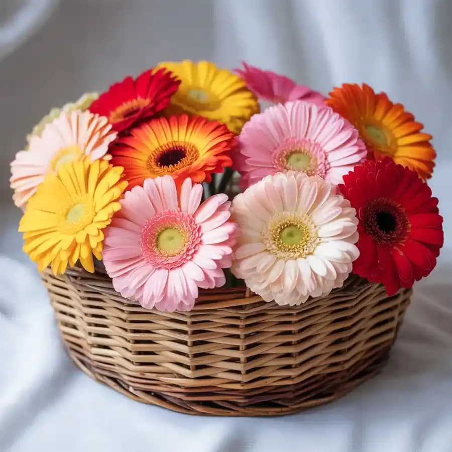 Awesome Basket of Colorful Gerberas