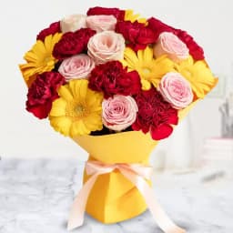Special Bouquet of Carnations N Gerberas with Roses 1