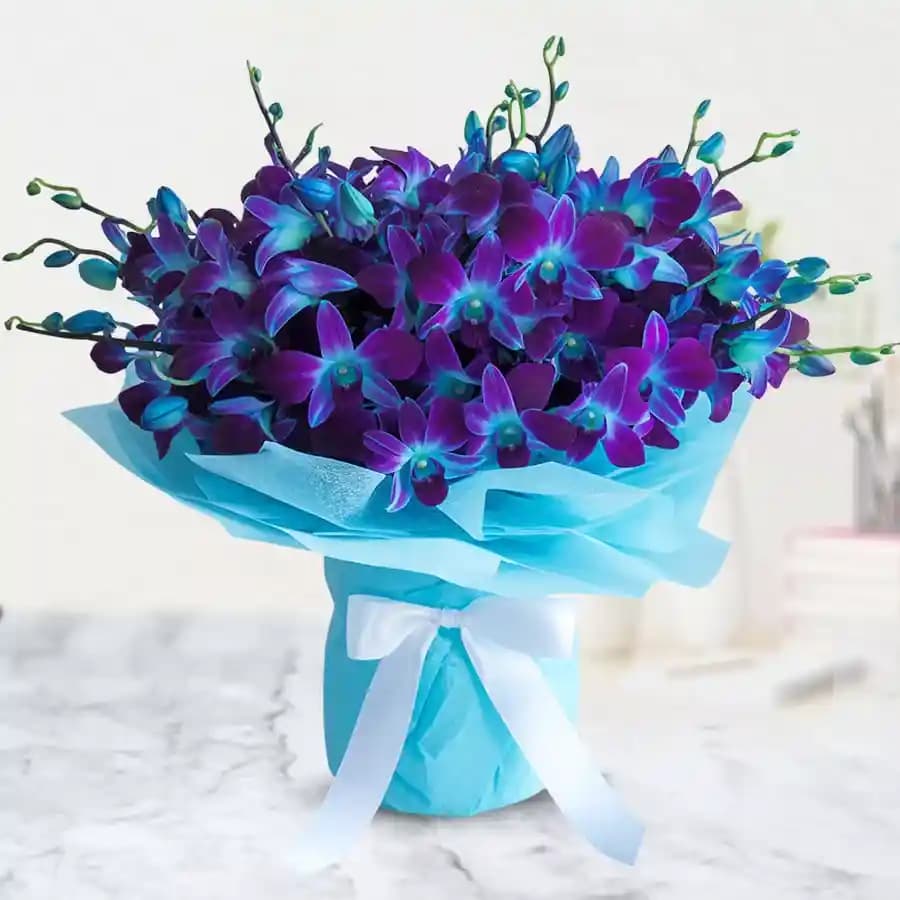 Amazing Bouquet of Blue Orchids