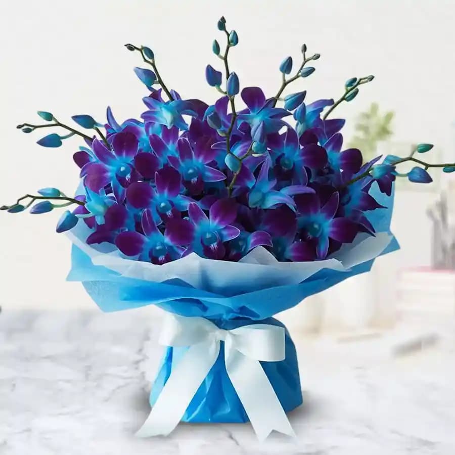Exclusive Bouquet of Blue Orchids