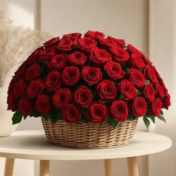 Beautiful Basket Arrangement of Red Roses 1