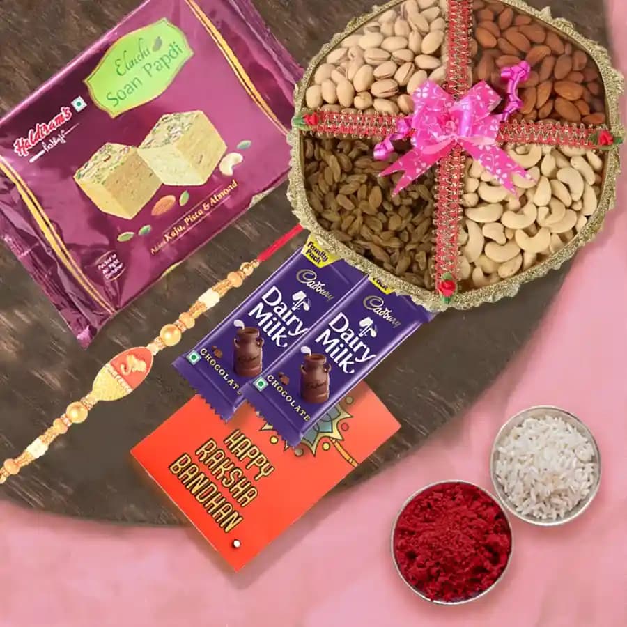 Joyful Rakhi Gift Set with Sweet Delights