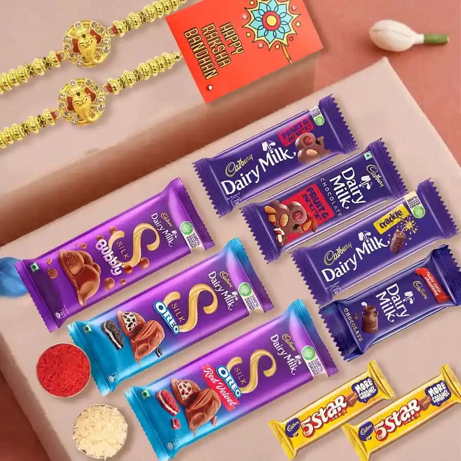 Festive Ganesh Rakhi & Chocolate Bliss Set