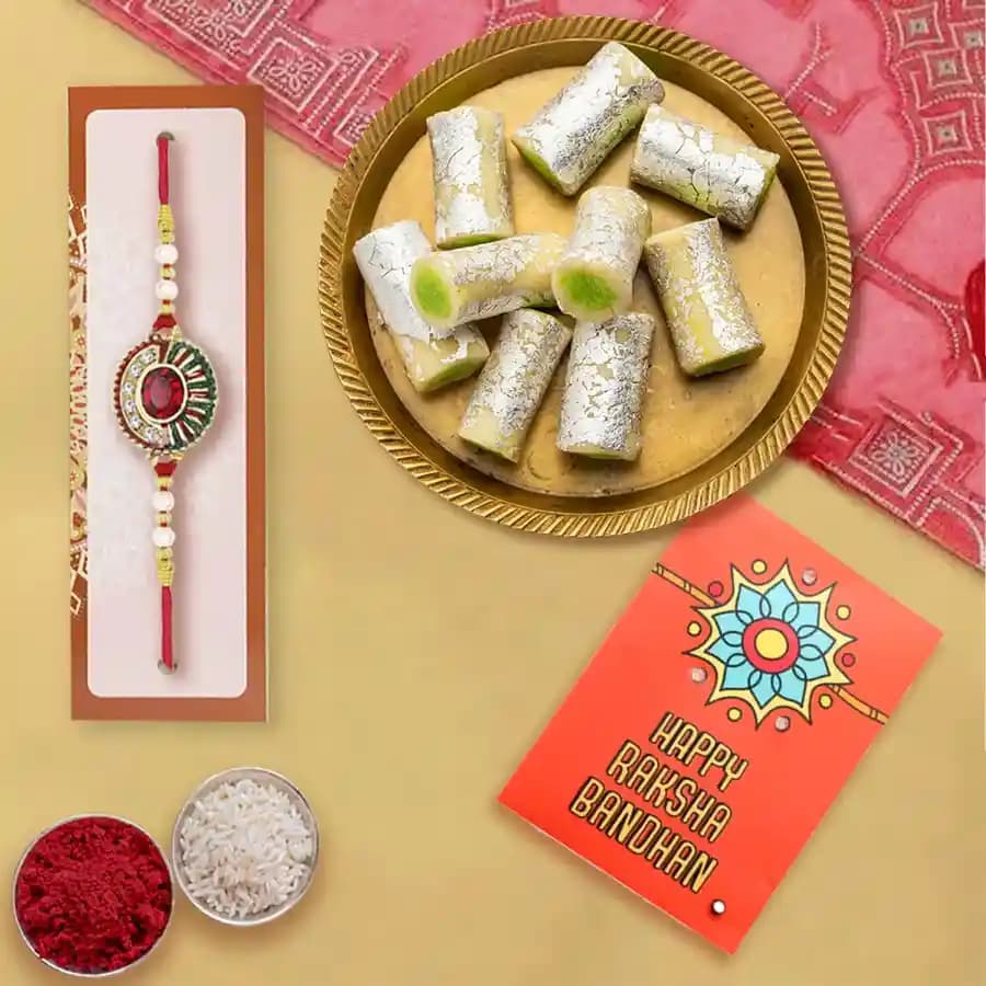 Delightful Kaju Pista Treat & Rakhi Gift Set