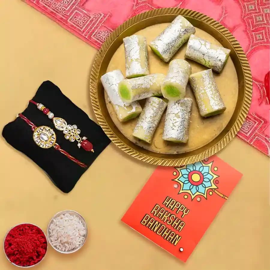 Cherished Bhai Bhabhi Rakhi and Kaju Delight