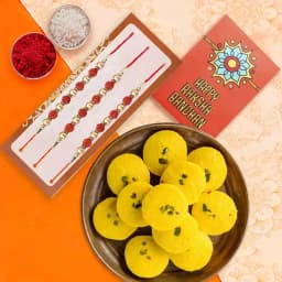 Elegant Rudraksh Rakhi and Gourmet Peda Set 1