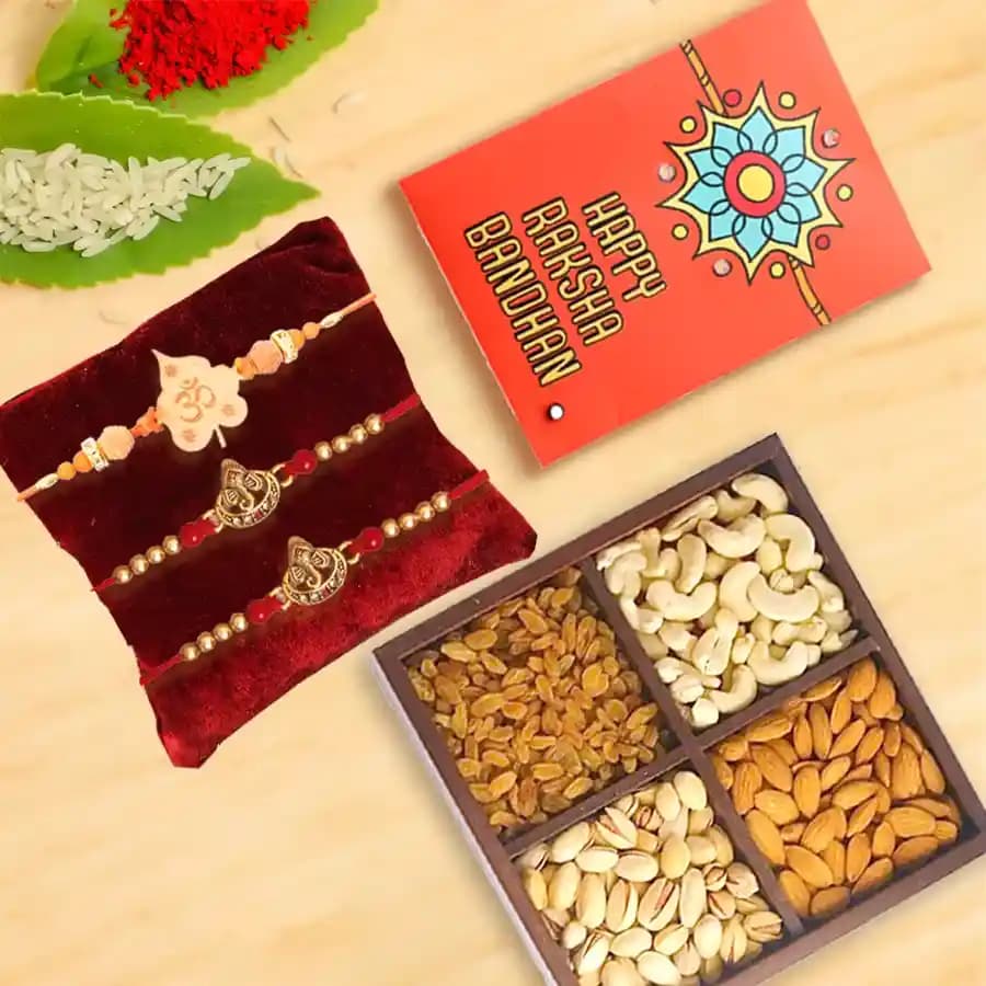 Divine Rakhi Trio with Nourishing Nuts