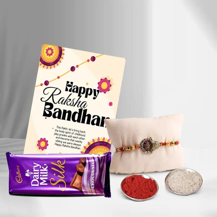 Elegant Kundan Rakhi with Chocolate Bliss