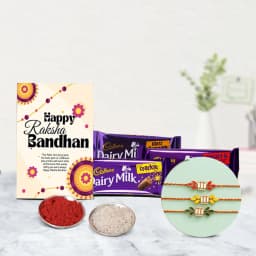 Sparkling Kundan Rakhi & Sweet Cadbury Delight 1