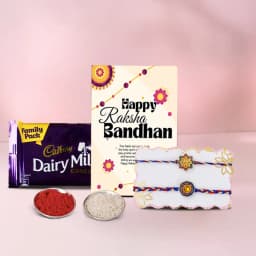 Elegant Kundan Rakhi & Sweet Treat Combo 1