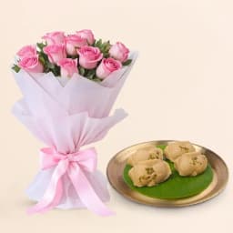 Jolbhora Sandesh from Balaram Mullick with Pink Rose Bouquet 1