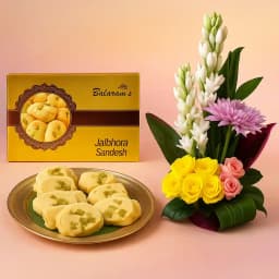 Jolbhora Sandesh from Balaram Mullick with Mixed Flower Arrangement 1