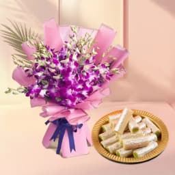 Amba Kaju Roll from Chitale Bandhu Mithaiwale with Orchid Bouquet 1