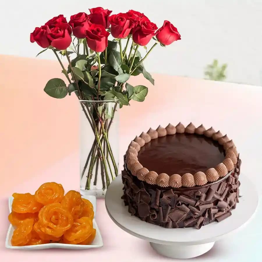 Stunning Roses N Sweet Indulgence