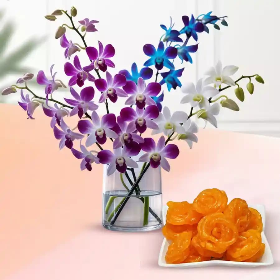 Mixed Orchids N Mini Jangiri Delight