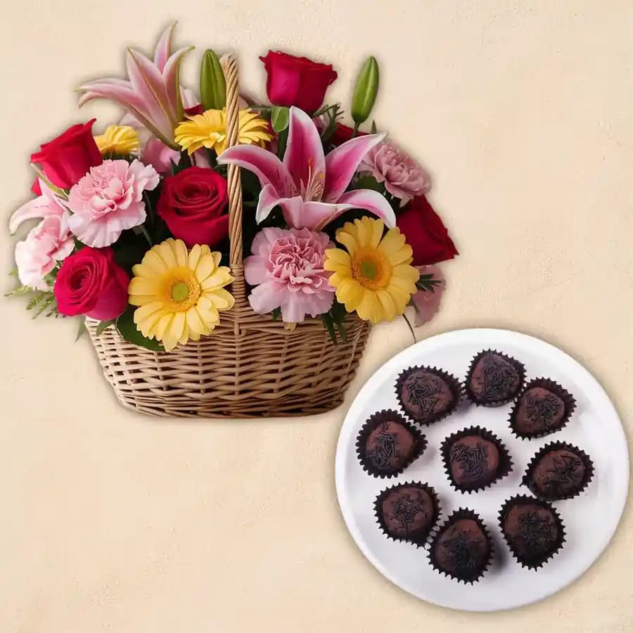 Chocolava from Balaram Mullick with a Mixed Flower Arrangement