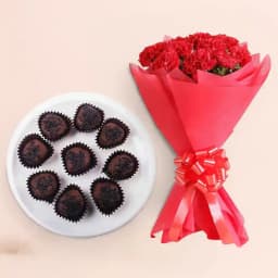 Chocolava from Balaram Mullick with Red Carnation Bouquet 1