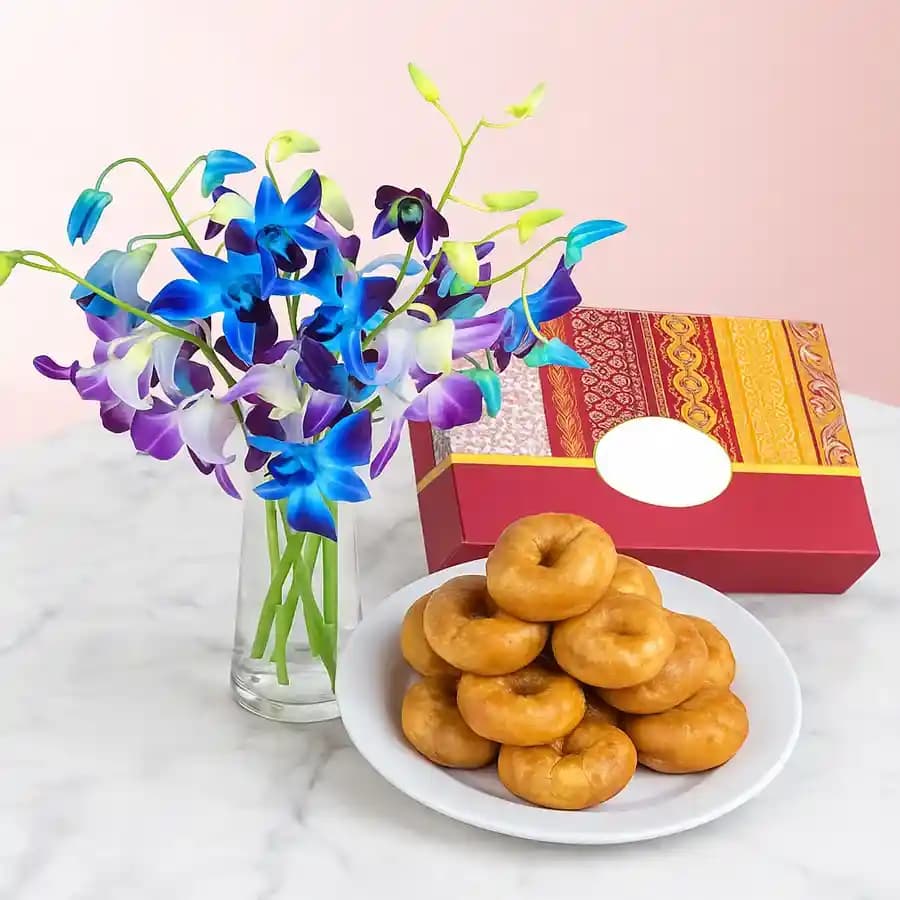 Mixed Orchids N Badusha Delight