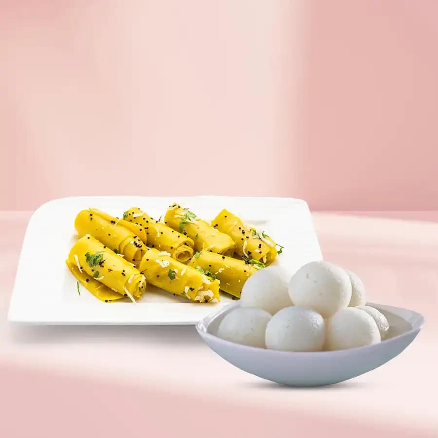 Rasgulla N Khandvi Roll Delight