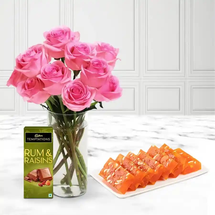 Pink Roses N Sweetness Delight