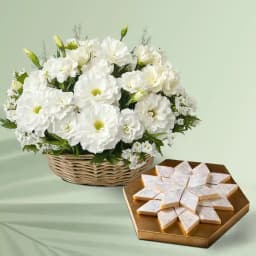 Pure White Floral Elegance N Kaju Barfi Bliss 1