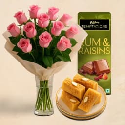 Elegant Pink Roses N Sweet Treat 1
