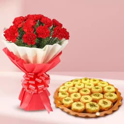 Immunity Sandesh from Balaram Mullick with Red Carnation Bouquet 1