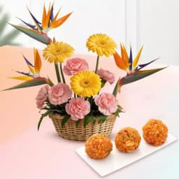 Mixed Flowers Vase N N Laddu Delight 1