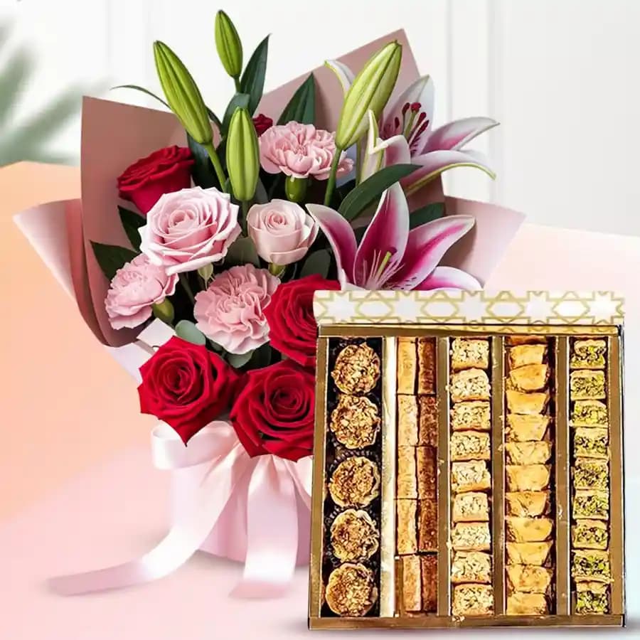 Gorgeous Floral Bouquet N Baklava Bliss