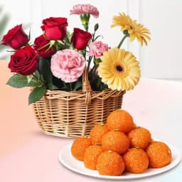 Mixed Flower Delight with Laddus 1