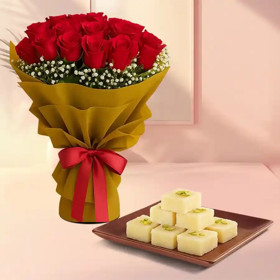 Classic Red Roses N Kalakand