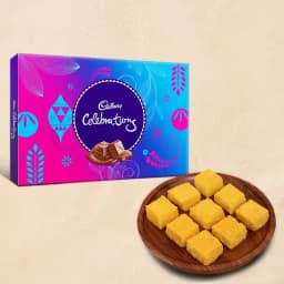 Mango Malai Barfi from Karachi Sweet Mart with Cadbury Celebration 1