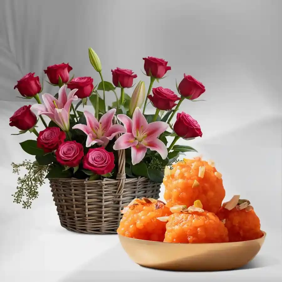 Floral Basket N Boondi Laddu Charm