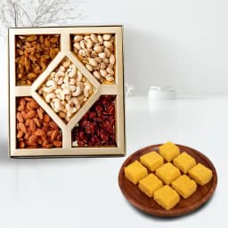 Mango Malai Barfi from Karachi Sweet Mart with Mixed Dry Fruits 1