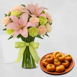 Balushahi from Karachi Sweet Mart with a Mixed Flowers Bouquet 1