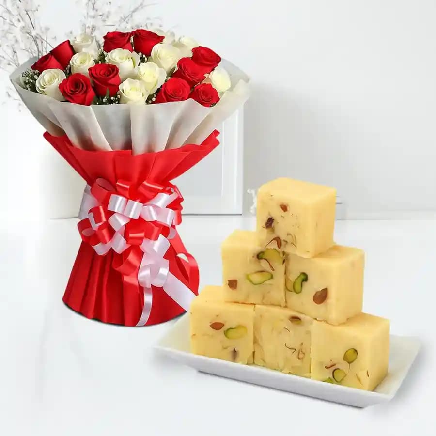 Romantic Roses N Soan Papri Delight