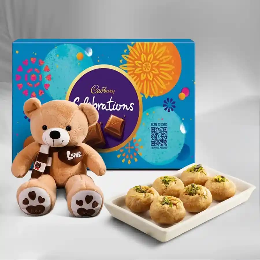 Balushahi from Karachi Sweet Mart with Teddy N Cadbury Celebration