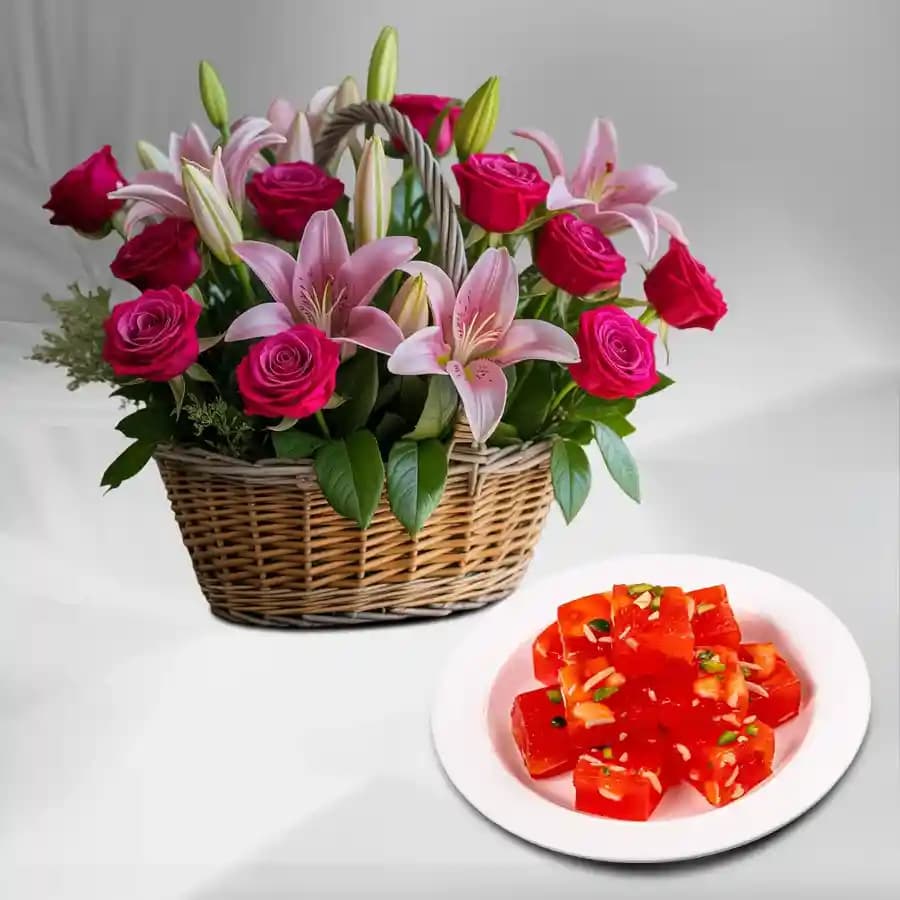 Exquisite Roses N Bombay Halwa Combo